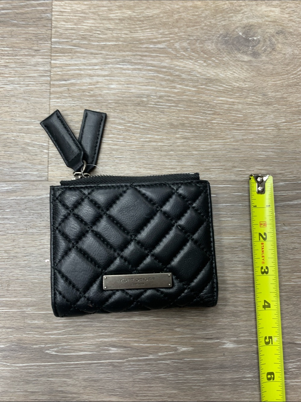Kurt Geiger Quilted Black Leather Zip Wallet